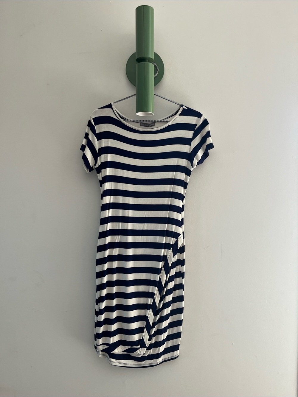 Striped Navy and White Knit Tee Dress